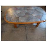 Rectangular Coffee Table with Tile Top and Wood Frame