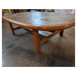 Rectangular Coffee Table with Tile Top and Wood Frame