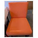 Orange Faux Leather Counter Stool with Black Wood Legs