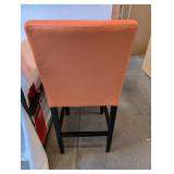Orange Faux Leather Counter Stool with Black Wood Legs