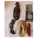Collection of Vintage Carvings, Metalware, Expo67 Souvenir, and Beaded Purse