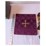 Group of 3: Sterling Silver Pendant, Embroidered Cloth, and Hand-Painted Mask