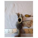 Native-Themed Pipe, Quartz Rock, and Vintage Fishing Lure Set