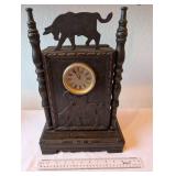 Wooden Bull Rider Mantel Clock with Storage Compartment