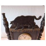 Wooden Bull Rider Mantel Clock with Storage Compartment