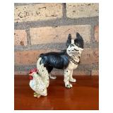Bulldog & Rooster Die-Cast Metal Figurines - Display Pair