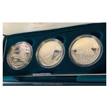 1994 US Veterans Commemorative SILVER Dollars - 3 Coin Set - original package with COA
