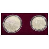1998 S-Robert F Kennedy Uncirculated SILVER Dollar and JFK Matte Finish Half Dollar - original package with COA