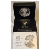 2022 W-American Eagle One Ounce Proof SILVER Bullion Dollar Coin - original package with COA