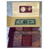 1994 Thomas Jefferson Coinage and Currency Set - Uncirculated Silver Dollar/Nickel/$2 Bill - original package