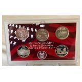 2004 State Quarters SILVER Proof Set - 5 coins - original package with COA
