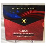 2020 S-American Innovations - $1 Coin REVERSE Proof - Massachusetts - original package with COA