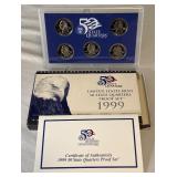 1999 State Quarters Proof Set (DE, PA, NJ, GA, CT)- original package with COA