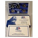 2004 State Quarters Proof Set (MI, FL, TX, IA, WI)- original package with COA
