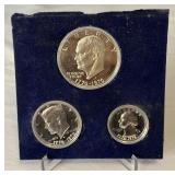 1976 Bicentennial SILVER Proof 3 Coin Set - no original package