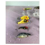 Lot of 10 Fishing Lures - Pico Perch - South Bend Optic - Texas Shad - Aquasonic Chatterbox & More