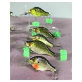 Lot of 10 Bagley Fishing Lures Shaped Like Crappies and Sunfish