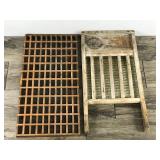 Vintage Janney, Semple, Hill & Co. Wood / Metal Washboard & Wooden Floor Grate