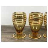 Vtg Lot of 6 Czech Bohemian Gold Band Cordial Shot Glasses