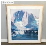 Framed Print of Mountains overlooking a Lake by Franz A Bischoff