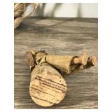 Lot of Vintage Native American Collectibles - Leather Medicine Bag - Chief Doll - Not Sure what the piece is that is made out of birch bark