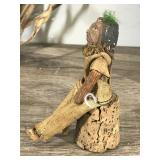 Lot of Vintage Native American Collectibles - Leather Medicine Bag - Chief Doll - Not Sure what the piece is that is made out of birch bark