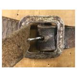 Vintage leather Gun Holster Star Buttons and Bull / Cowboy & Horse Engraved on Leather  - Holster only