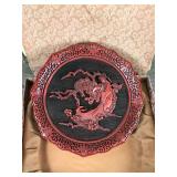 Sense of "Touch" CINNABAR PLATE The Five Perceptions Of Weo Cho Ornate Resin Top and Brass Bottom - #7174/19500