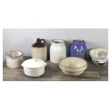 Lot of Vintage Crocks, Jug and Bowls - Looks like they are all made out of clay