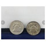 2 - Franklin Silver Half Dollars - see description for more info