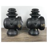 2 - Antique Dietz Champion Steel Driving Lamp Lantern Light Buggy Carriage