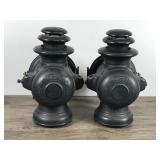 2 - Antique Dietz Champion Steel Driving Lamp Lantern Light Buggy Carriage