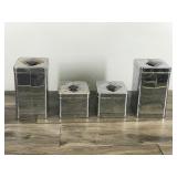4 1 Vintage Chrome Storage Canisters - Flour - Tea - Coffee - Sugar