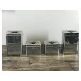 4 1 Vintage Chrome Storage Canisters - Flour - Tea - Coffee - Sugar