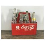 VINTAGE COCA COLA RED PLASTIC 8 BALL LOGO ONE PINT BOTTLE CARRIER With 8 Collectible Bottles