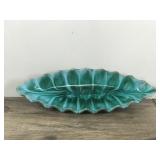 Blue Mountain Pottery Bowl: Teal Green Drip Glaze, Crimped Edge, Vintage Canadian Decor