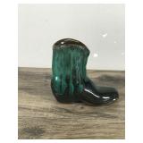 Vintage Drip Glaze Blue Mountain Pottery Cowboy Boot Figurine
