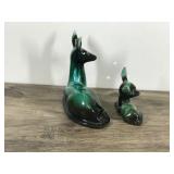 2 - Vintage Blue Mountain Drip Glazed Pottery Deer / Fawn