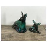 2 - Vintage Blue Mountain Drip Glazed Pottery Deer / Fawn