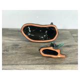 2 - Vintage Blue Mountain Drip Glazed Pottery Deer / Fawn