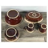 Lot of 5 - Vintage McCoy Brown Drip Glaze Dish ware - see description for more info