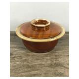Vintage Lidded Brown Drip Glazed Casserole Bowl
