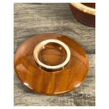 Vintage Lidded Brown Drip Glazed Casserole Bowl