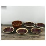Lot of 6 - Vintage Brown Drip Glaze Bowls