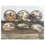 6 - Vintage Abel Grimmer Round Art Pictures (Lordy Clare - Made in England)