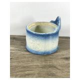 Antique Salt Stoneware Crock blue white decorated glaze