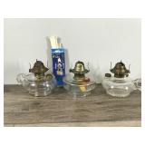 3 - Vintage Kerosine Oil Lamps with a Pack of Oil Lamp Wicks - All 3 of them glow green when you put a black light on them