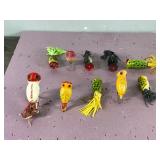 Lot of 10 Collectible Hula Popper Fishing Lures