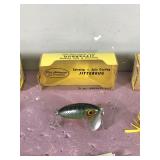 3 - Fred Arbogast Fishing Lures in Boxes - 1 Jitterbug and 2 Hula Poppers