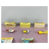 3 - Fred Arbogast Fishing Lures in Boxes - 1 Jitterbug and 2 Hula Poppers